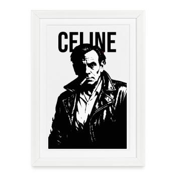 Louis-Ferdinand Celine Noir Rebel Portrait - Framed poster (27 × 37 cm) - white - Front