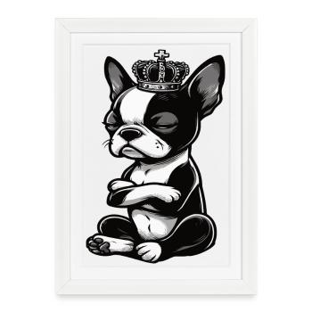 Boston Terrier Propriétaire de Boston Terrier Bostie - Affiche encadrée (27 × 37 cm) - blanc - Devant