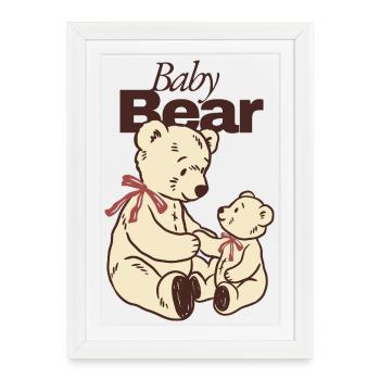 Duo câlins Bébé Ours - Affiche encadrée (27 × 37 cm) - blanc - Devant