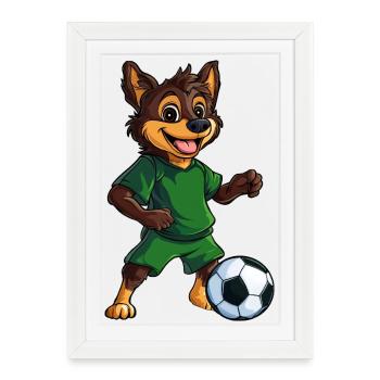 Australian Shepherd Footballer Dog - Framed poster (27 × 37 cm) - white - Front