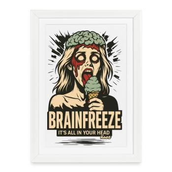 Femme avec cerveau et gel cérébral - Affiche encadrée (27 × 37 cm) - blanc - Devant