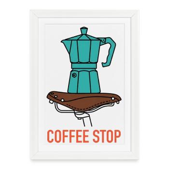 Arrêt café de la cafetière Aqua Moka - Affiche encadrée (27 × 37 cm) - blanc - Devant