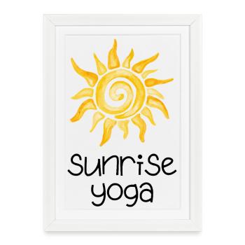Sunrise Yoga - Design with Yellow Sun - Framed poster (27 × 37 cm) - white - Front