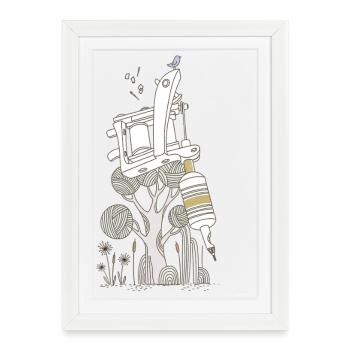 Machine à tatouer - Affiche encadrée (27 × 37 cm) - blanc - Devant