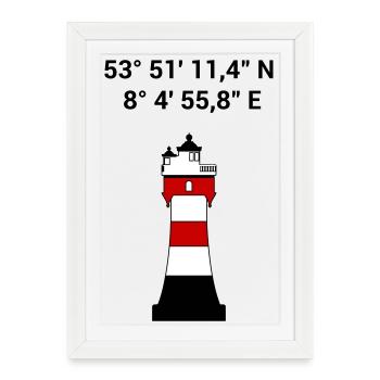 Phare de Red Sand - Voile - Skipper - Maritime - Affiche encadrée (27 × 37 cm) - blanc - Devant