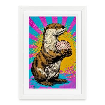 loutre - Affiche encadrée (27 × 37 cm) - blanc - Devant