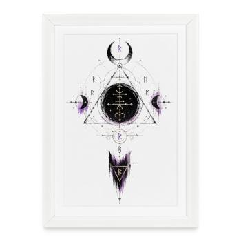 Cercle du Sigil Lunaire de la Géométrie Arcanique - Affiche encadrée (27 × 37 cm) - blanc - Devant