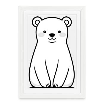 Illustration câline d’ours polaire - Affiche encadrée (27 × 37 cm) - blanc - Devant