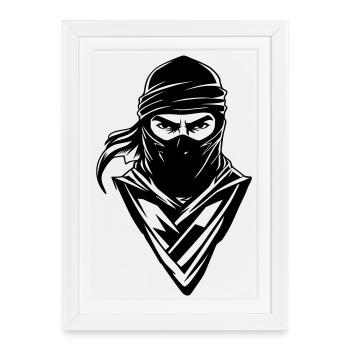 Ninja - Face - Affiche encadrée (27 × 37 cm) - blanc - Devant