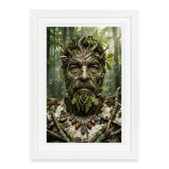 Esprit de la forêt fait d’écorce et de mousse - Affiche encadrée (27 × 37 cm) - blanc - Devant