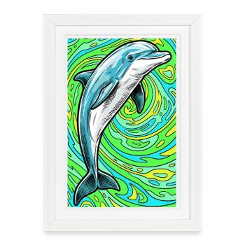 dauphin - Affiche encadrée (27 × 37 cm) - blanc - Devant