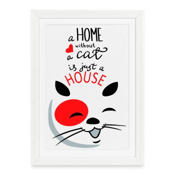 Smiling Cat Heart - Framed poster (27 × 37 cm) - white - Front