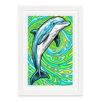 dauphin - Affiche encadrée (27 × 37 cm) - blanc - Devant