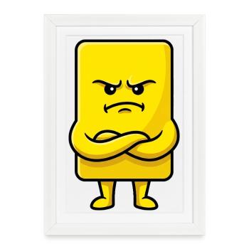 Grumpy Yellow Card Funny Football Ref - Affiche encadrée (27 × 37 cm) - blanc - Devant
