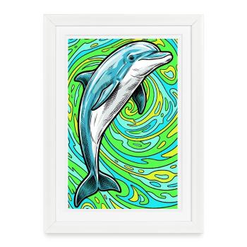 dolphin - Framed poster (27 × 37 cm) - white - Front