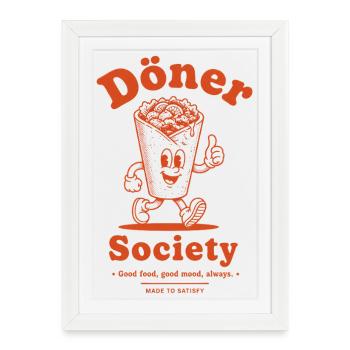 Société Döner - Affiche encadrée (27 × 37 cm) - blanc - Devant