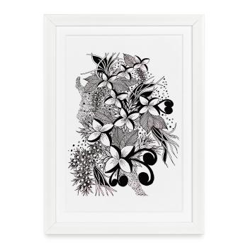 Monochrome flower lines - Framed poster (27 × 37 cm) - white - Front