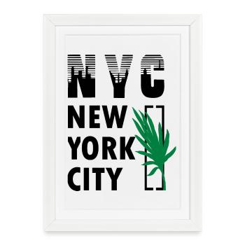 NYC NEW YORK CITY DESIGN TRENDS Palm Tree - Affiche encadrée (27 × 37 cm) - blanc - Devant