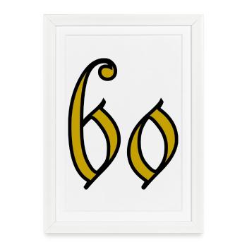 60. 60 ANS. 60e ANNIVERSAIRE. ANNIVERSAIRE 60 ANS. - Affiche encadrée (27 × 37 cm) - blanc - Devant