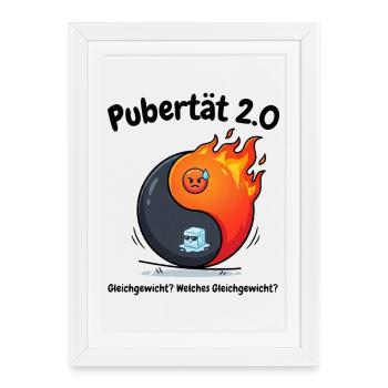 Puberté 2.0 - Ménopause Yin Yang et Équilibre - Affiche encadrée (27 × 37 cm) - blanc - Devant
