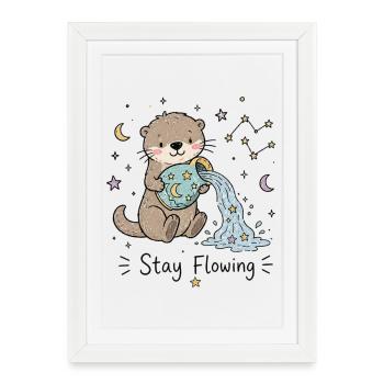 Astro Aquarius Otter – Stay Flowing - Framed poster (27 × 37 cm) - white - Front