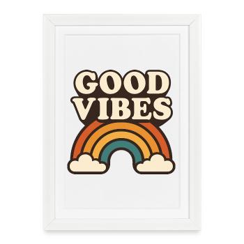 Retro Rainbow Positive Energy - Framed poster (27 × 37 cm) - white - Front