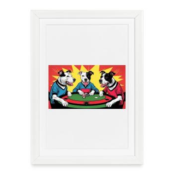Funny Dogs "Poker" - Framed poster (27 × 37 cm) - white - Front