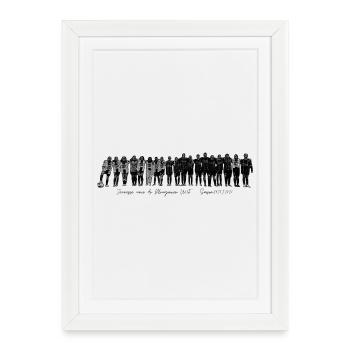 Fußballmannschaft in monochromen Silhouetten - Gerahmtes Poster (27 × 37 cm) - Weiß - Vorne