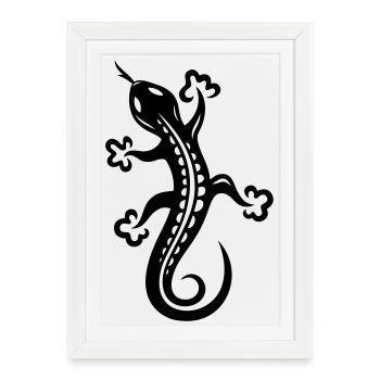 Lézard, lézard - Affiche encadrée (27 × 37 cm) - blanc - Devant