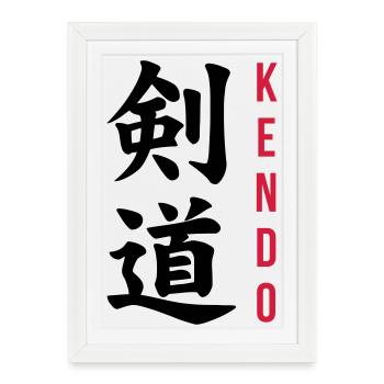Kendo / Kendoka / Art Martial / Sword - Affiche encadrée (27 × 37 cm) - blanc - Devant