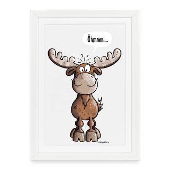 Öhmmm Elch - Gerahmtes Poster (27 × 37 cm) - Weiß - Vorne