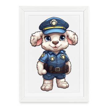 Police Sheep - Framed poster (27 × 37 cm) - white - Front