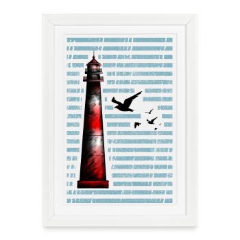 Lighthouse by the sea – peace and orientation - Framed poster (27 × 37 cm) - white - Front