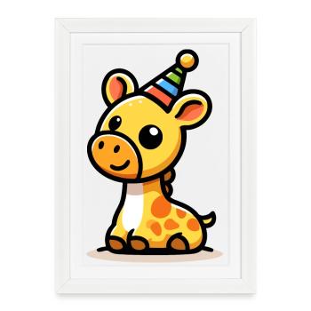 Party Spots: The Celebratory Giraffe - Framed poster (27 × 37 cm) - white - Front