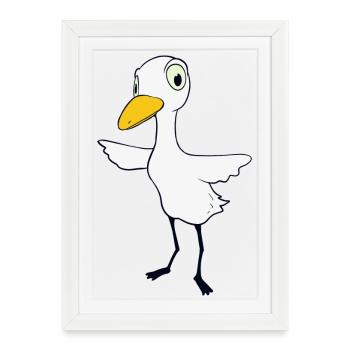 Oiseau sceptique - Affiche encadrée (27 × 37 cm) - blanc - Devant