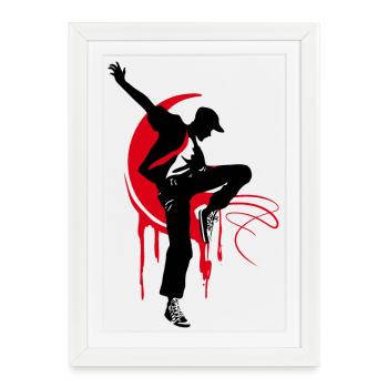 Breakdancer Dancer Silhouette in Red Black - Framed poster (27 × 37 cm) - white - Front