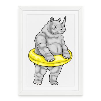 Été de la nage dans le ring de natation Rhino - Affiche encadrée (27 × 37 cm) - blanc - Devant
