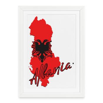 Drapeau albanais, fierté albanaise - Affiche encadrée (27 × 37 cm) - blanc - Devant