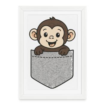 Singe de poche - Affiche encadrée (27 × 37 cm) - blanc - Devant