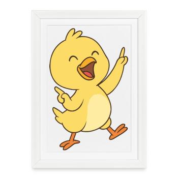 Danse du poussin heureux - Affiche encadrée (27 × 37 cm) - blanc - Devant