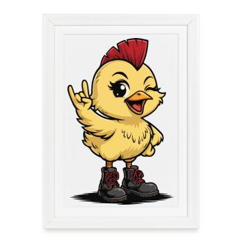 Punk Rock Chick avec des bottes - Affiche encadrée (27 × 37 cm) - blanc - Devant