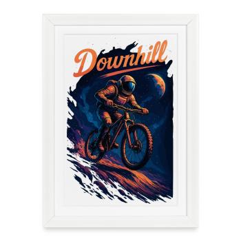 VTT VTT Descente Astronaute Cadeau - Affiche encadrée (27 × 37 cm) - blanc - Devant
