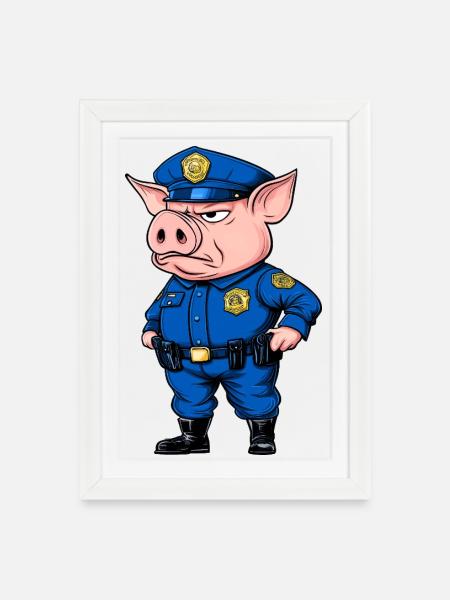 Polizei Schweine - Gerahmtes Poster (27 × 37 cm) - Weiß