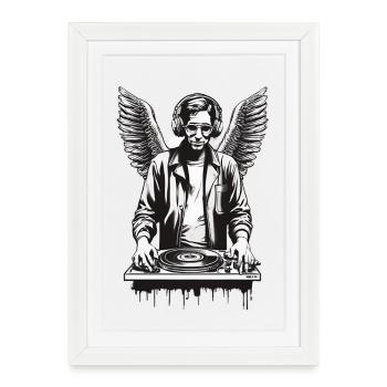 DJ Angelique with Mystical Wings - Framed poster (27 × 37 cm) - white - Front
