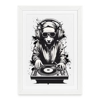 DJ Masqué Moderne - Affiche encadrée (27 × 37 cm) - blanc - Devant