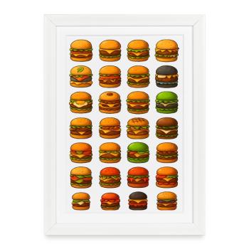 Différents modèles de hamburgers pour les gourmands - Affiche encadrée (27 × 37 cm) - blanc - Devant