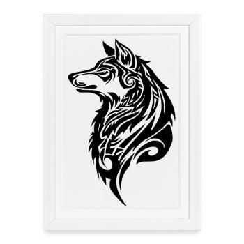 Tatouage Tribal Loup - Affiche encadrée (27 × 37 cm) - blanc - Devant