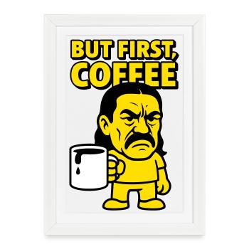Homme de café - Affiche encadrée (27 × 37 cm) - blanc - Devant