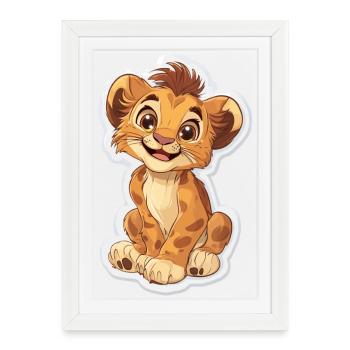 Lion - Affiche encadrée (27 × 37 cm) - blanc - Devant