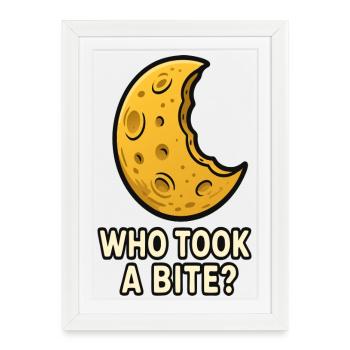 Moon Biscuit Thief: Who took a bite? - Framed poster (27 × 37 cm) - white - Front